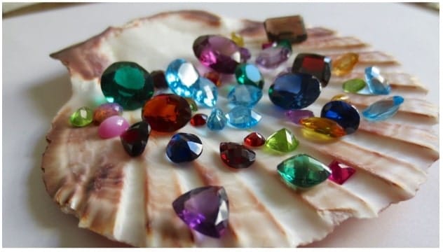 Gemstones on a shell
